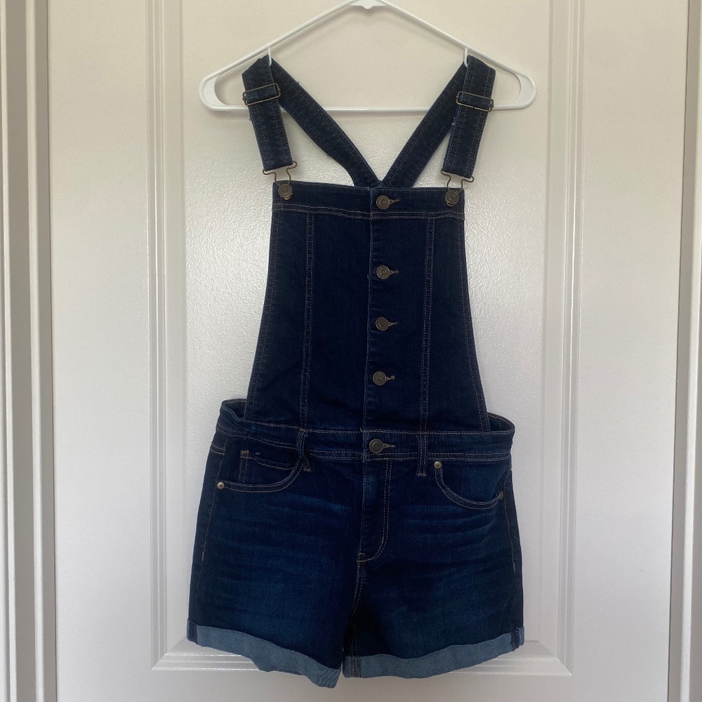 🤠 🔥NEW Women's/Juniors Dark Wash Denim Shorts Overalls